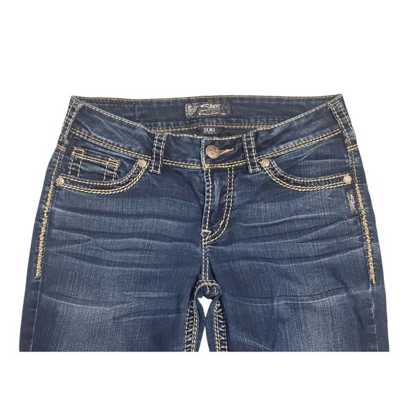 Silver Suki Mid-Rise Boot Dark Jeans Size 28 Bootcut Soft Denim Stretch Western - Picture 3 of 7